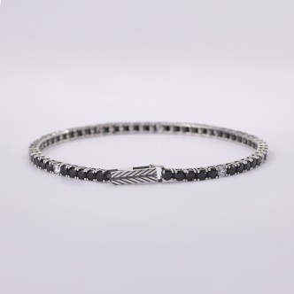 1 - Mabina men's tennis bracelet 925 silver with black zircons 533437-M