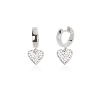 1 - Mabina woman heart hoop earrings 925 Silver with zircons 563252