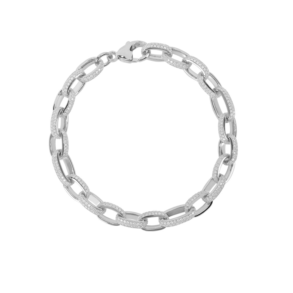 1 - Bracciale Tennis maglie ovali donna Mabina Argento 925 533446-M