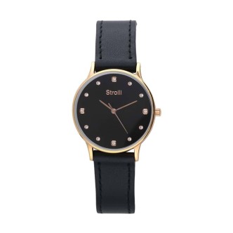 1 - Stroili Ibiza 3H black woman watch with diamonds leather strap 1624274