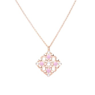 1 - Woman necklace rhombus crystals Stroili rosy brass 1671100 Crystal Bubble.