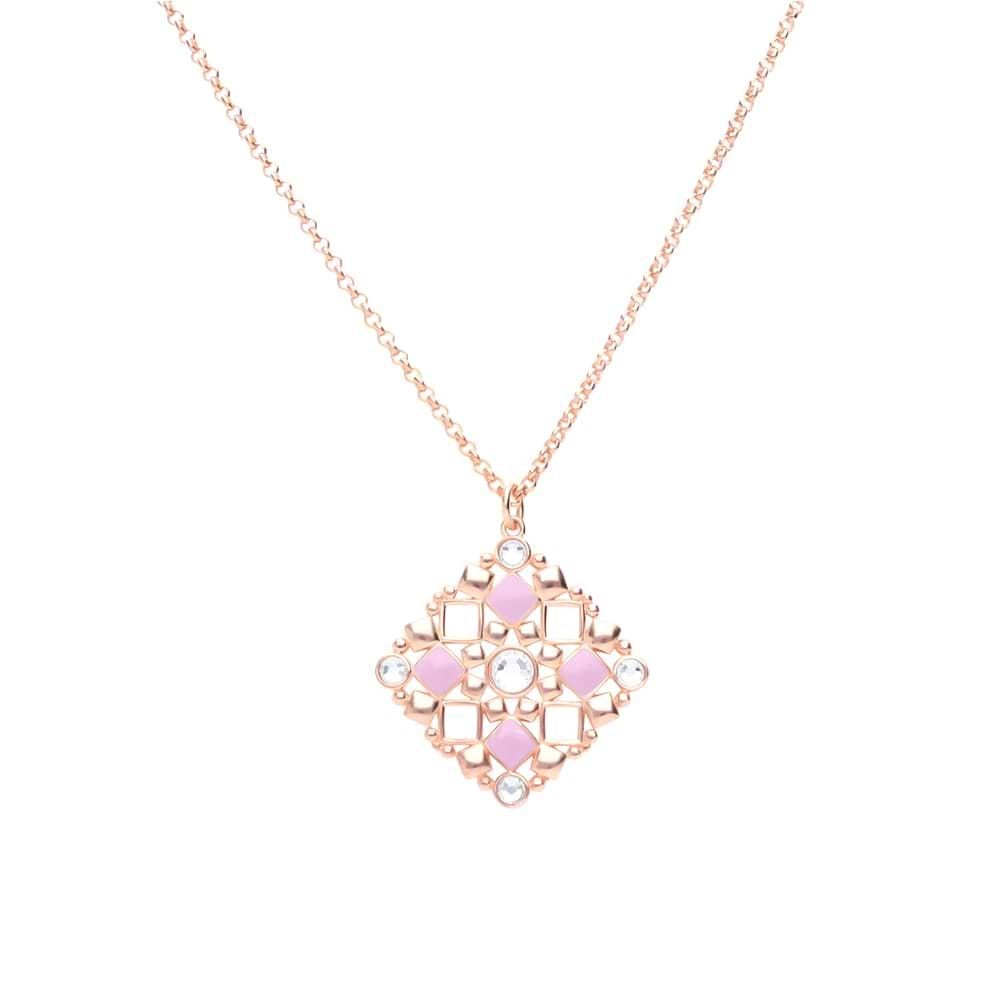 1 - Woman necklace rhombus crystals Stroili rosy brass 1671100 Crystal Bubble.