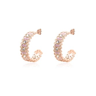 1 - Woman stroili crystal hoop earrings 1671104 Crystal Bubble rosy brass