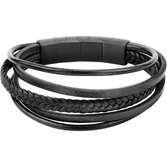 1 - Bracciale uomo pelle nero Sector Candy SZV78 acciaio e smalto