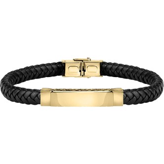 1 - Bracciale uomo cuoio Sector Bandy SZV84 acciaio PVD Oro