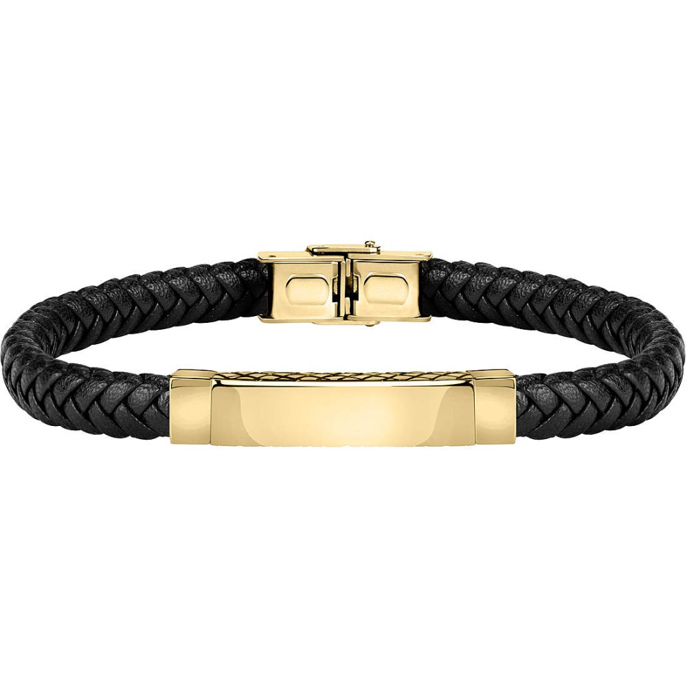 1 - Bracciale uomo cuoio Sector Bandy SZV84 acciaio PVD Oro