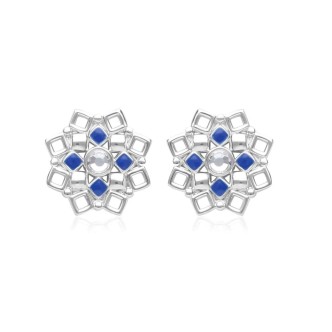 1 - Woman flower lobe earrings Stroili rhodium-plated brass 1671110 crystals.