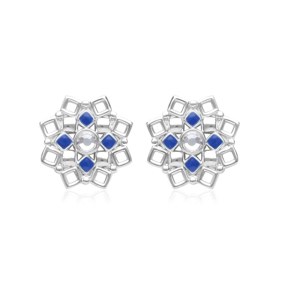 1 - Woman flower lobe earrings Stroili rhodium-plated brass 1671110 crystals.