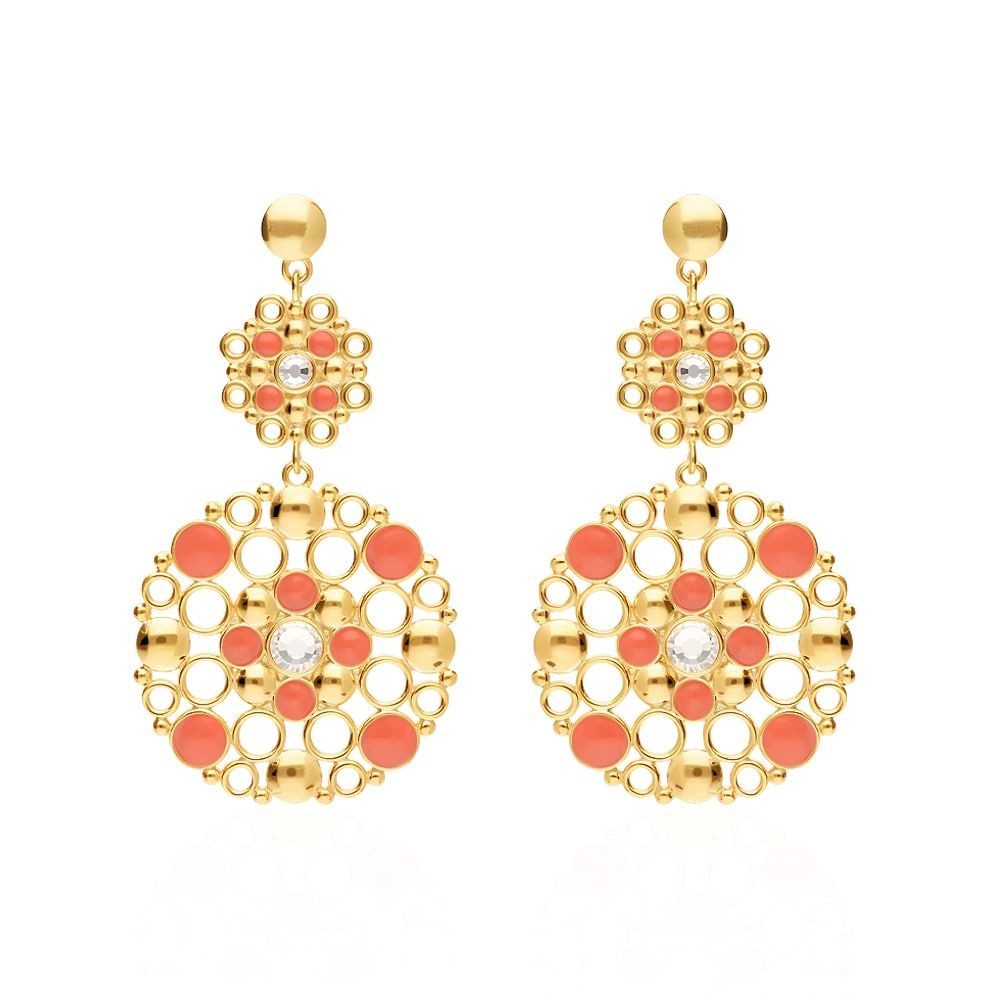 1 - Woman rose brass earrings Stroili crystals 1669128 Crystal Bubble