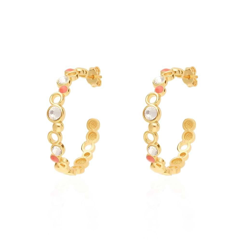 1 - Pink brass hoop earrings Stroili crystals 1669134 Crystal Bubble