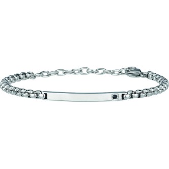 1 - Breil man bracelet in polished steel with cubic zirconia TJ3038 Black