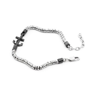 1 - Bracciale uomo ancora nera ematite 4US Cesare Paciotti 4UBR4111 acciaio