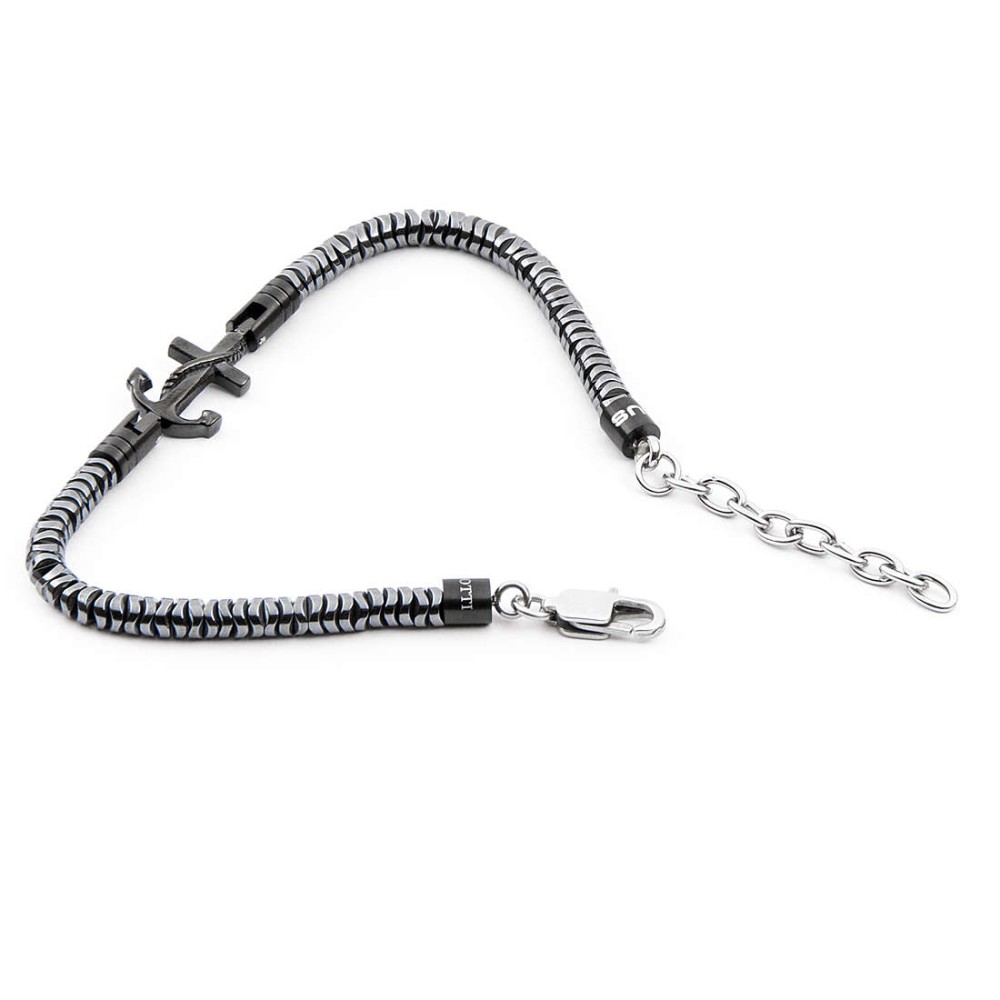 1 - Bracciale uomo ancora nera ematite 4US Cesare Paciotti 4UBR4117 acciaio