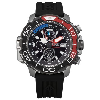 1 - Citizen Aqualand silicone black and red Eco Drive BJ2167-03E Diver's professional men's watch.