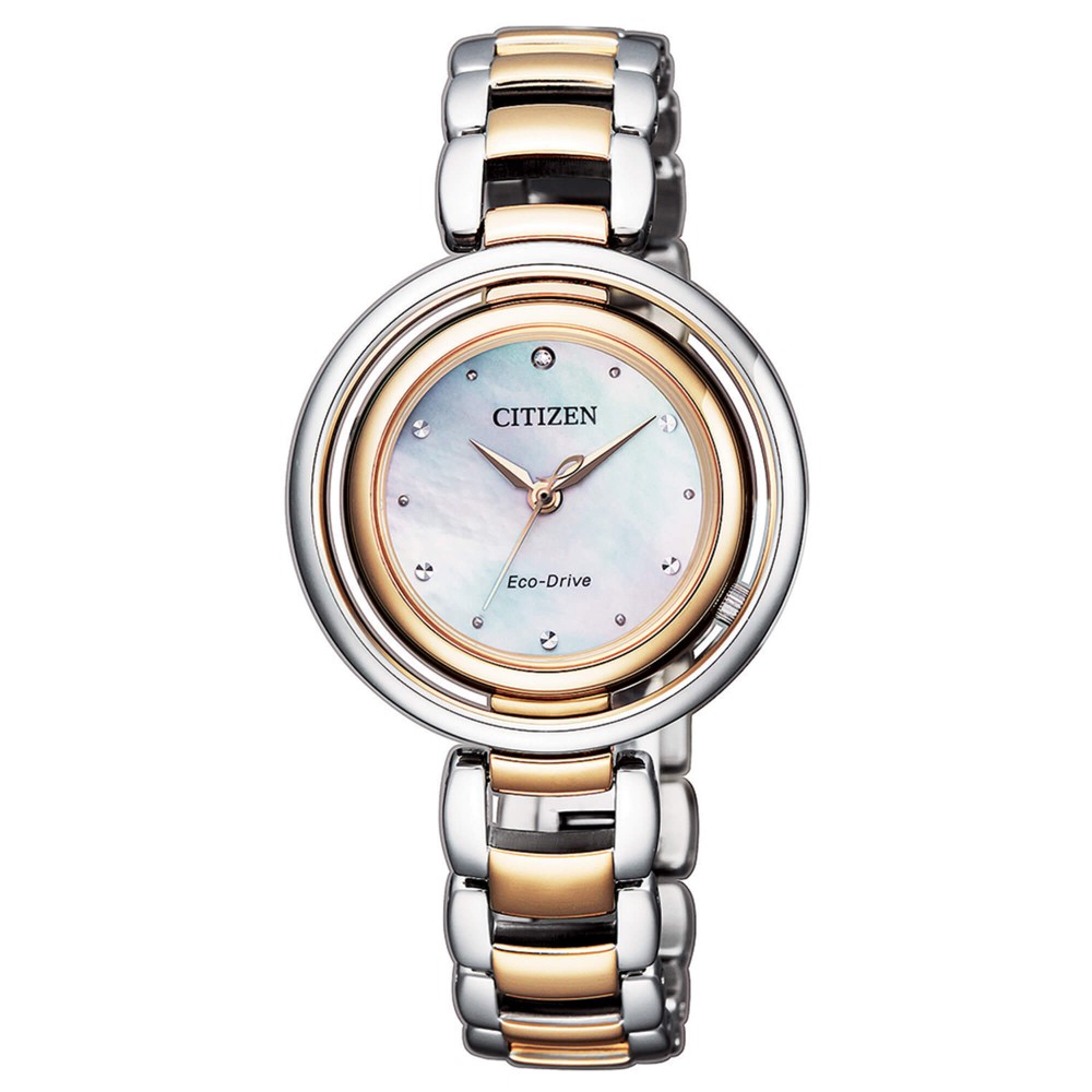 1 - Citizen L rosé women's watch only time Mother of Pearl EM0666-89D