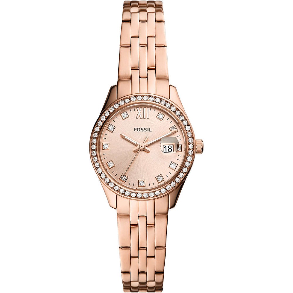 1 - Fossil Scarlette Micro ES5038 rose gold time only watch with crystals