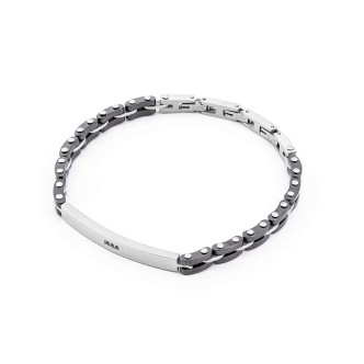 1 - Bracciale uomo bianco ceramica e zirconi 4UBR4122 4 US Cesare Paciotti acciaio