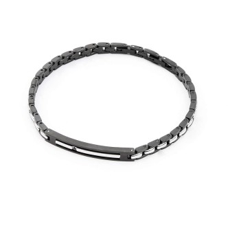 1 - Men's black bracelet with zircons 4UBR4133 4US Cesare Paciotti steel