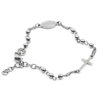 1 - Bracciale Rosario uomo 4US Cesare Paciotti croce e medaglia 4UBR4057