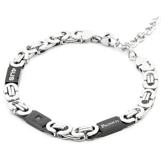 1 - Bracciale nero con zirconi uomo 4US Cesare Paciotti 4UBR4095