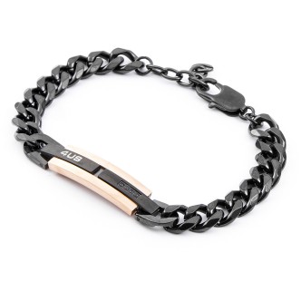 1 - Bracciale nero e rosa placca centrale e zirconi uomo 4US Cesare Paciotti 4UBR4101