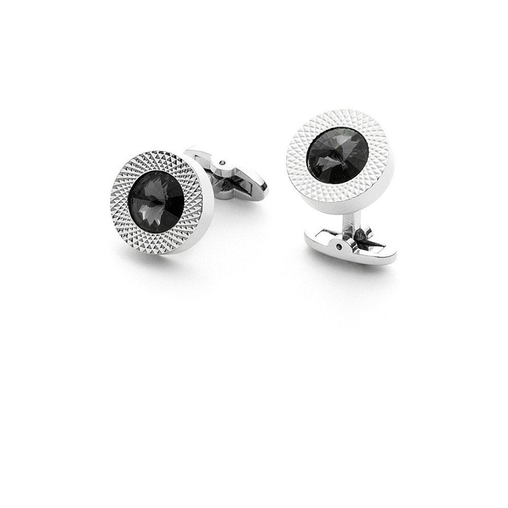 1 - Cufflink with black stone 4US Cesare Paciotti steel 4UGE3842