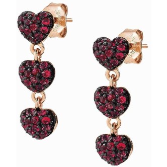 1 - Earrings 3 hearts woman Nomination Easy Chic 925 silver rose 147914/021 red zircons