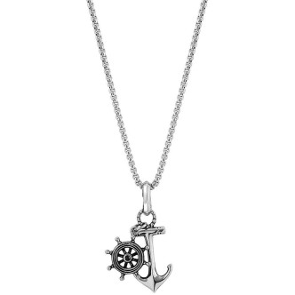 1 - Collana uomo ancora e timone Nomination Instinct Marine acciaio 027914/022