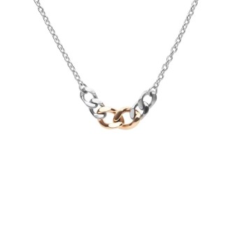 1 - Stroili woman two-tone steel necklace with groumette mesh 1671130 lady code.