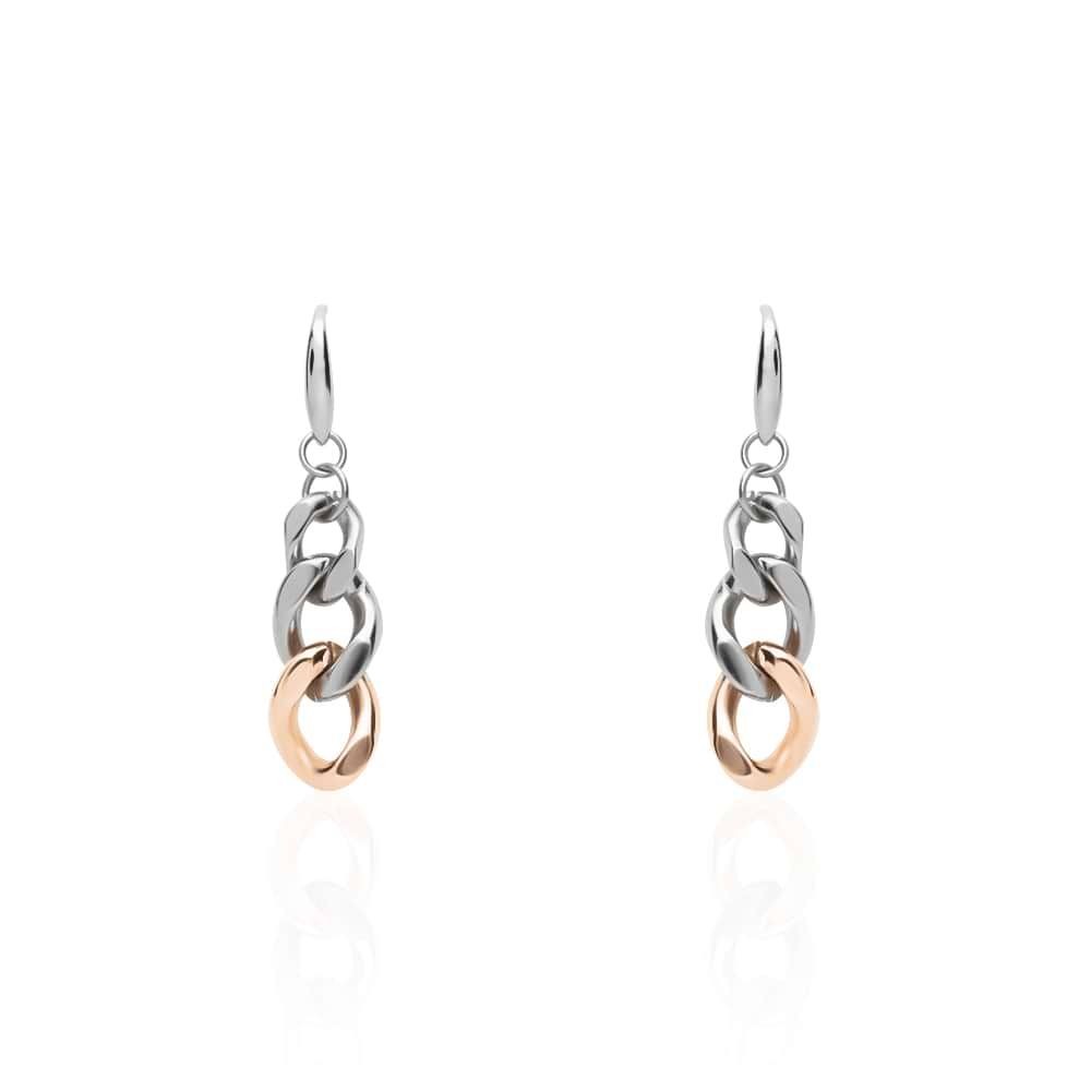 1 - Stroili women's two-tone groumette steel earrings 1671134 lady code