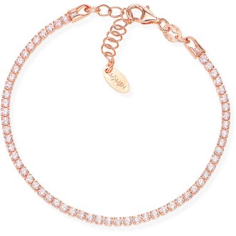 1 - Amen women's rosy tennis bracelet 925 silver BTRB16 with white zircons