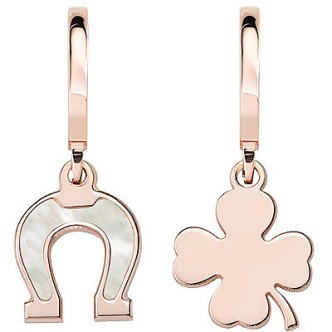 1 - Amen Fantasy woman four-leaf clover and horseshoe earrings ORMPFCRB in 925 rosegold silver