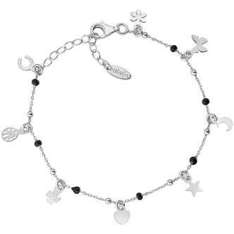 1 - Bracciale Fortuna donna Amen BRSMFOBN Argento 925 smalto nero