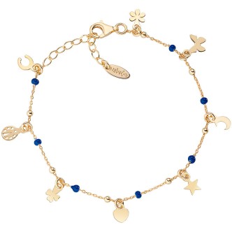 1 - Bracciale Fortuna dorato donna Amen BRSMFOGBL Argento 925 smalto blu