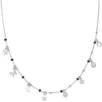 1 - Collana Fortuna donna Amen CLSMFOBN Argento 925 smalto nero