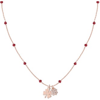 1 - Collana quadrifoglio donna rosata Amen CLSMQQZRR Argento 925 smalto rosso