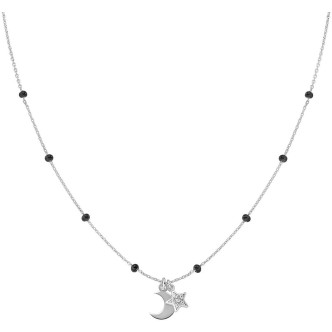 1 - Collana stella e luna donna Amen CLSMLSZBN Argento 925 smalto nero