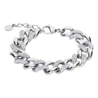 1 - Bracciale donna Stroili acciaio maglia larga 1670582 cristalli lady phantasya