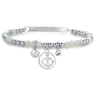 1 - Bracciale donna rigido ancora Chakra Brosway acciaio 316L con pietre amazzonite BHKL29