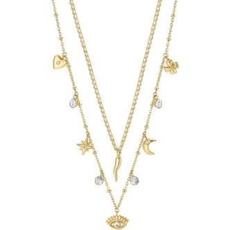 1 - Chant woman's two-strand golden necklace Brosway BAH46 moon stars wind rose 316L steel