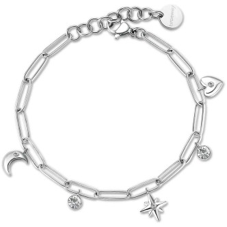 1 - Bracciale catena Chant donna Brosway BAH49 acciaio 316L stelle lune cuori