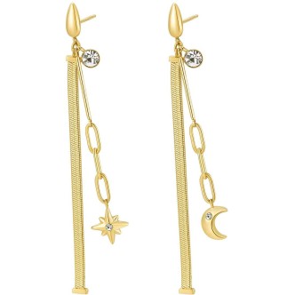 1 - Golden star and moon earrings with Brosway BAH54 crystals in 316L steel