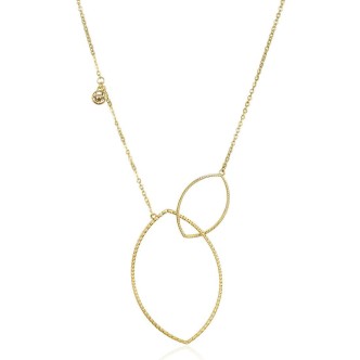 1 - Brosway Geometric BGO02 316L steel circles golden necklace with Swarovski