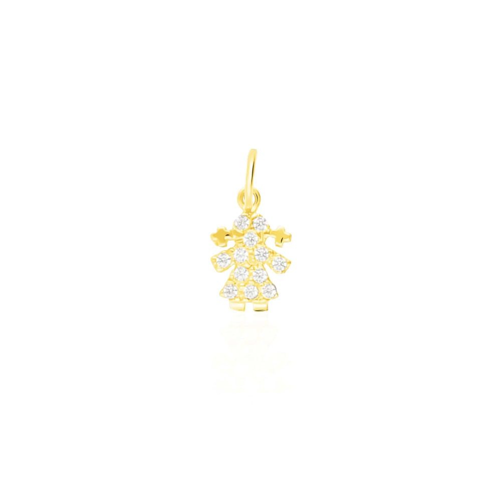 1 - Yellow Gold Child Pendant with Stroili Zircons 1410012 Poeme