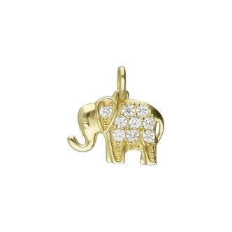 1 - Elephant Pendant Yellow Gold with Stroili Zircons 1412799 Poeme