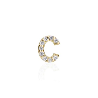 1 - Single earring letter C Yellow Gold Stroili with zircons 1415492 Poeme