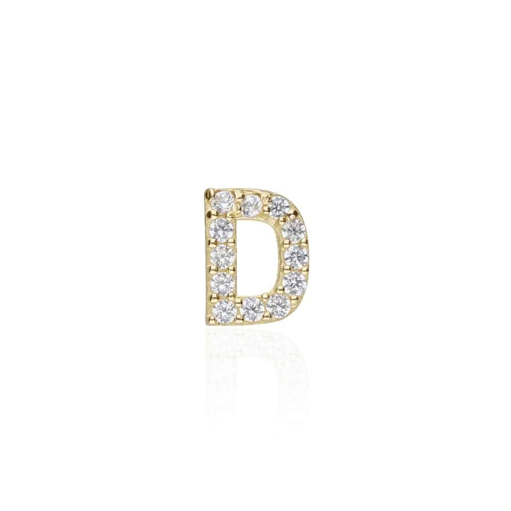 1 - Single earring letter D Yellow Gold Stroili with zircons 1415493 Poeme