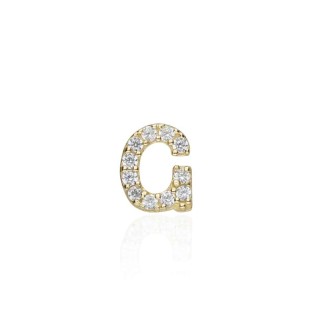 1 - Single earring letter G Yellow Gold Stroili with zircons 1415496 Poeme