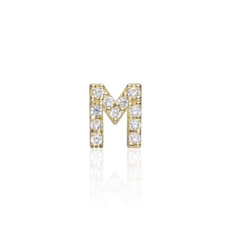 1 - Single earring letter M Yellow Gold Stroili with zircons 1415499 Poeme