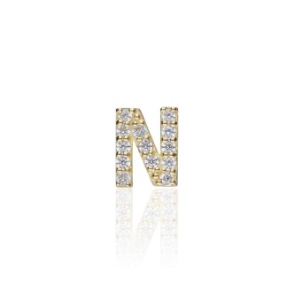 1 - Single earring letter N Yellow Gold Stroili with zircons 1415500 Poeme